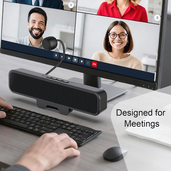 Desktop Luidspreker - PC Speaker - Duidelijke Communicatie - Afneembare Microfoon - 27 x 8 x 7 cm - Zwart — afbeelding 3