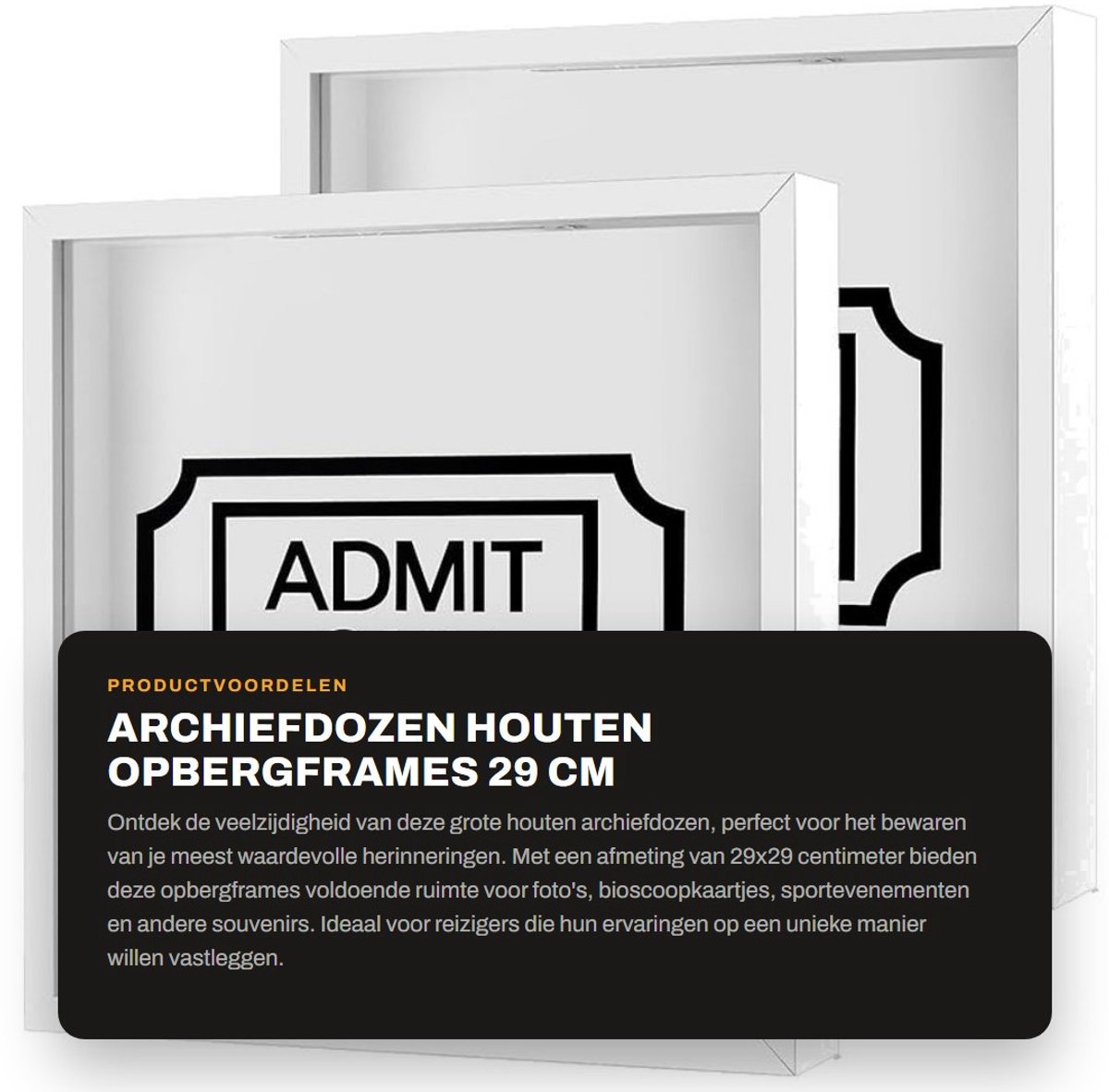 Dailygoods- Archiefdozen Groot Formaat 29x29 cm - Houten Opbergdoos - Avonturenarchiefdoos - Herinneringsdoos - Lichtgewicht en Stevig - Gepolijste Randen