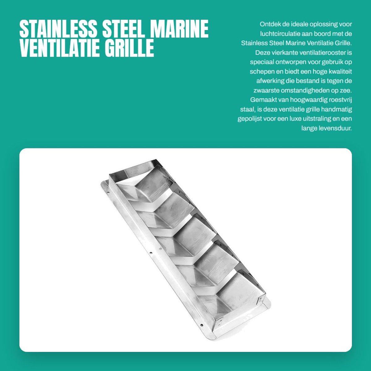 Dailygoods- Louvre Ventilatiegrille - Roestvrij Staal - Duurzaam - Geschikt voor Schepen - Eenvoudige Installatie - Weerbestendig