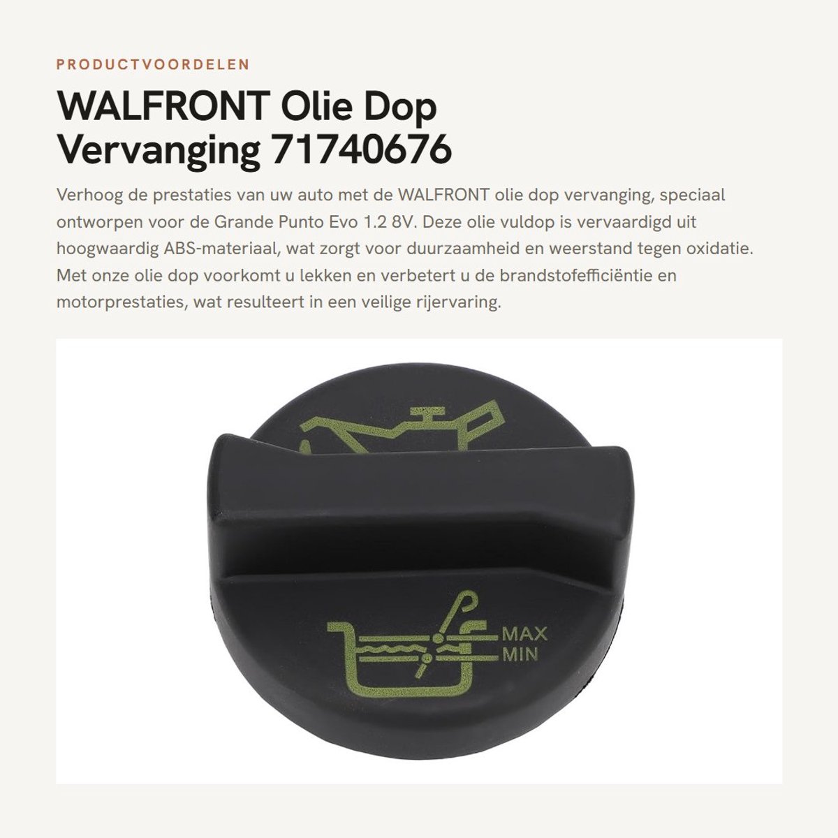 Dailygoods- Oliecap Duurzaam ABS - Vervangingsonderdeel - Geschikt voor Grande Punto Evo 1.2 8V - Eenvoudige Installatie - Efficiënte Afsluiting - Voorkomt Lekkage - Olie Dop