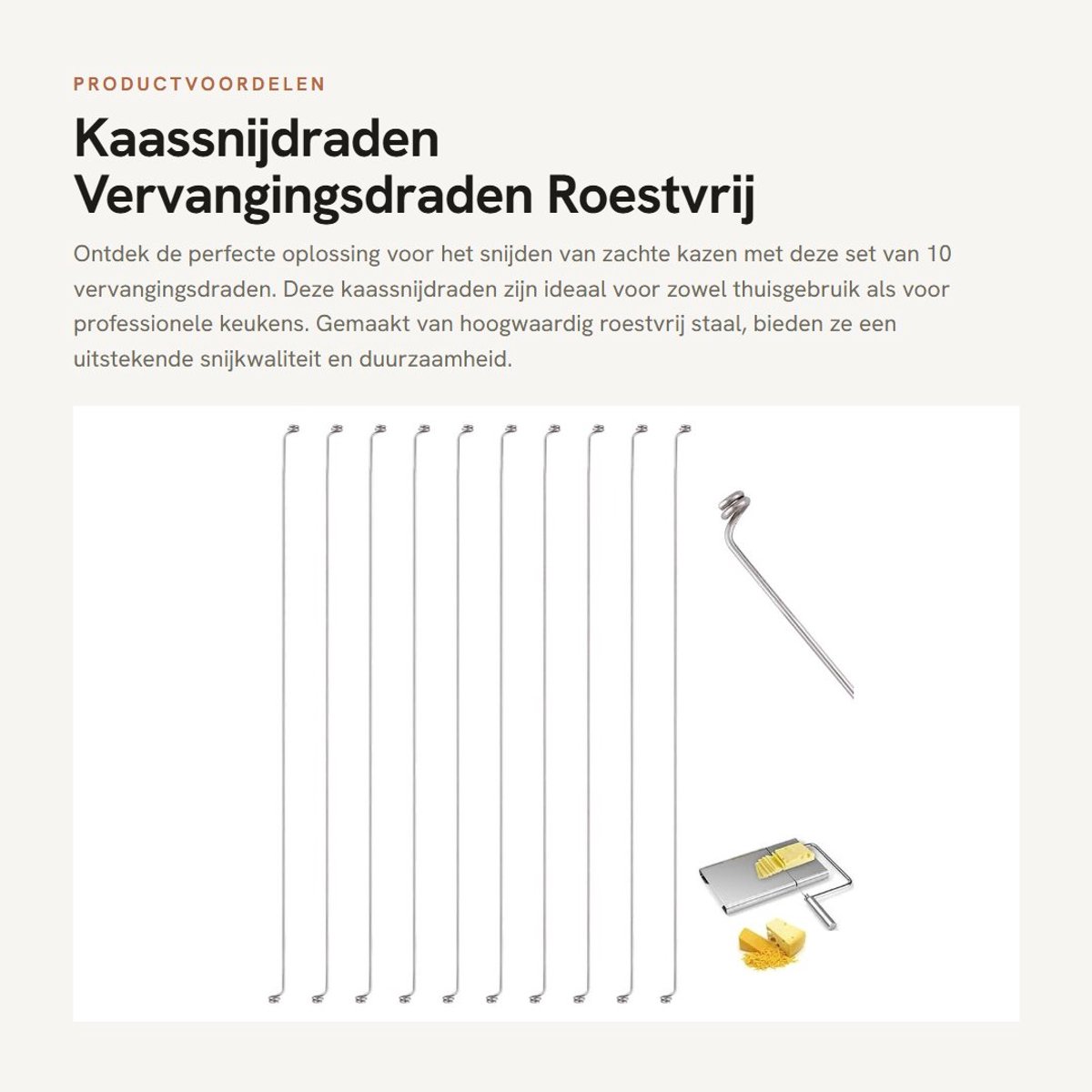 Dailygoods- Kaassnijdraden 10 Stuks - Vervangingsdraden - 14 cm - Voor Kaasschaaf - Voor Zachte Kazen - Scherpe Snijdraad - Kaasdraad