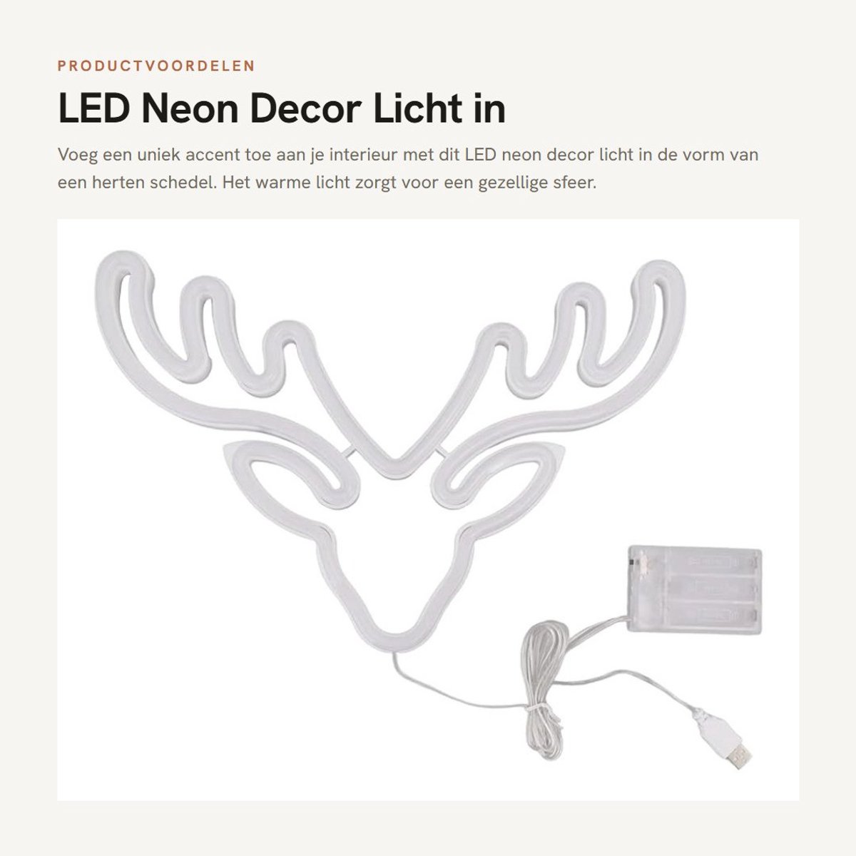 Dailygoods- Neon Decor Licht - Herten LED Teken - USB/Batterij Aangedreven - Flexibele PVC/ABS - Gezellige Verlichting - Uniek Ontwerp - Neonlicht