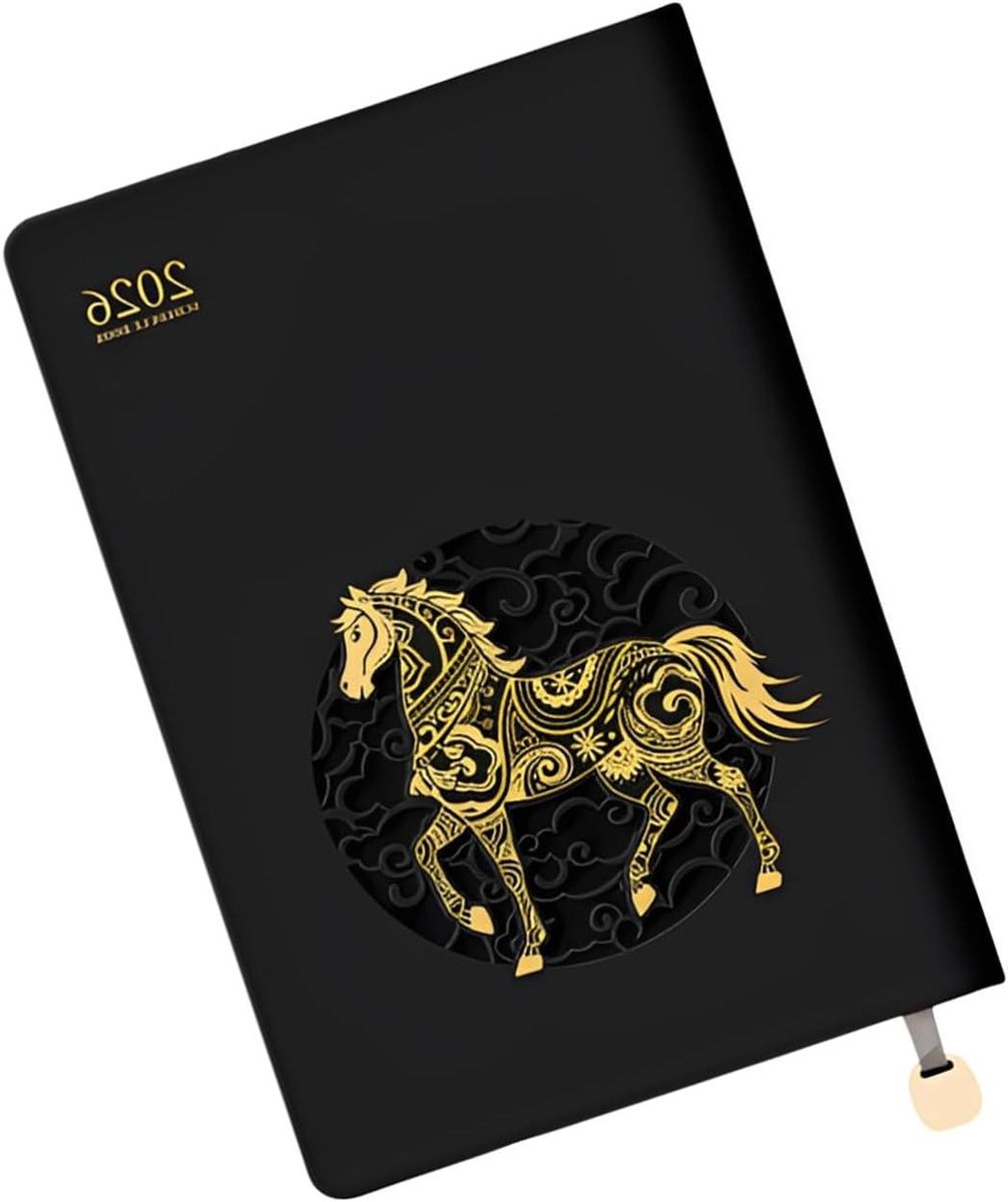Agenda 2026 - Weekplanner Dagplanner - Tijdmanagement - Papier Inktdicht - 213 x 145 cm - Obsidiaan Zwart