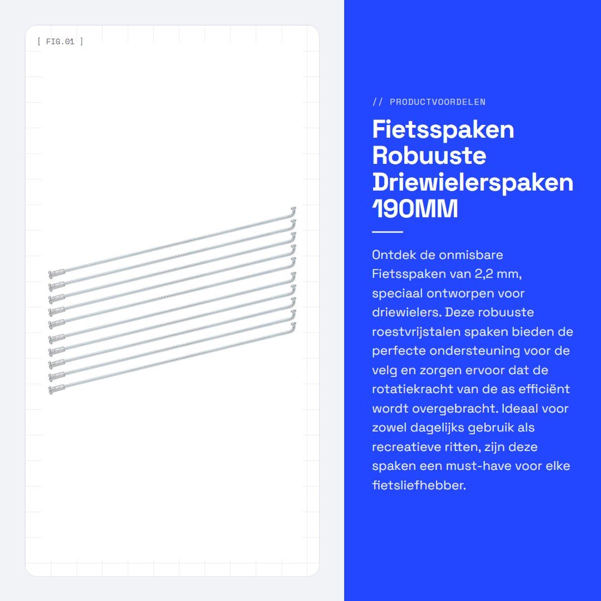 Dailygoods- Fietsspaken 13G 2,2mm - Robuuste Roestvrijstalen Spaken - Driewielerspaken - Onderdeel van Wiel - Keuze uit 4 Lengtespaken