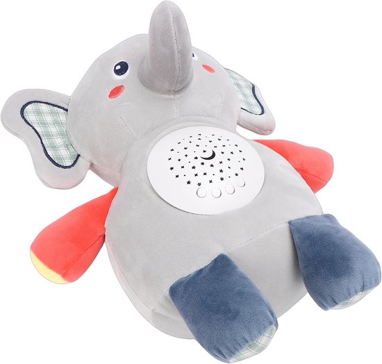 Olifant Fopspeelgoed - Muziekpop Baby - Slaap Hulp - Zachte LED Verlichting - 23x18x27cm - Grijs van Olifant — afbeelding 2