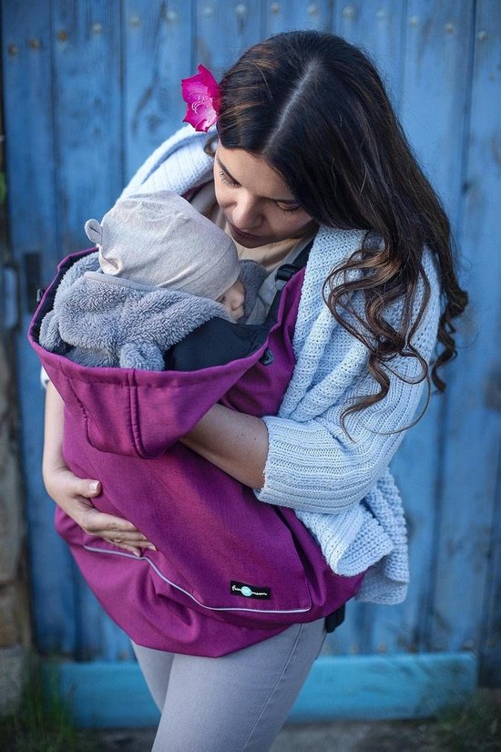 Draaghoes Baby - Babyhoes Draagzak - Baby Warm Houden - Waterdichte Softshell - 62 x 70 cm - Pruim Melange — afbeelding 5