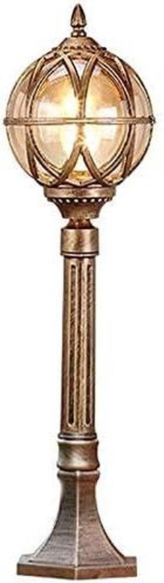 Victoriaanse Bol Lantaarn - Paallicht Zuillamp - Buiten Verlichten - Aluminium Gegoten Glas - 80cm Hoog - Brons