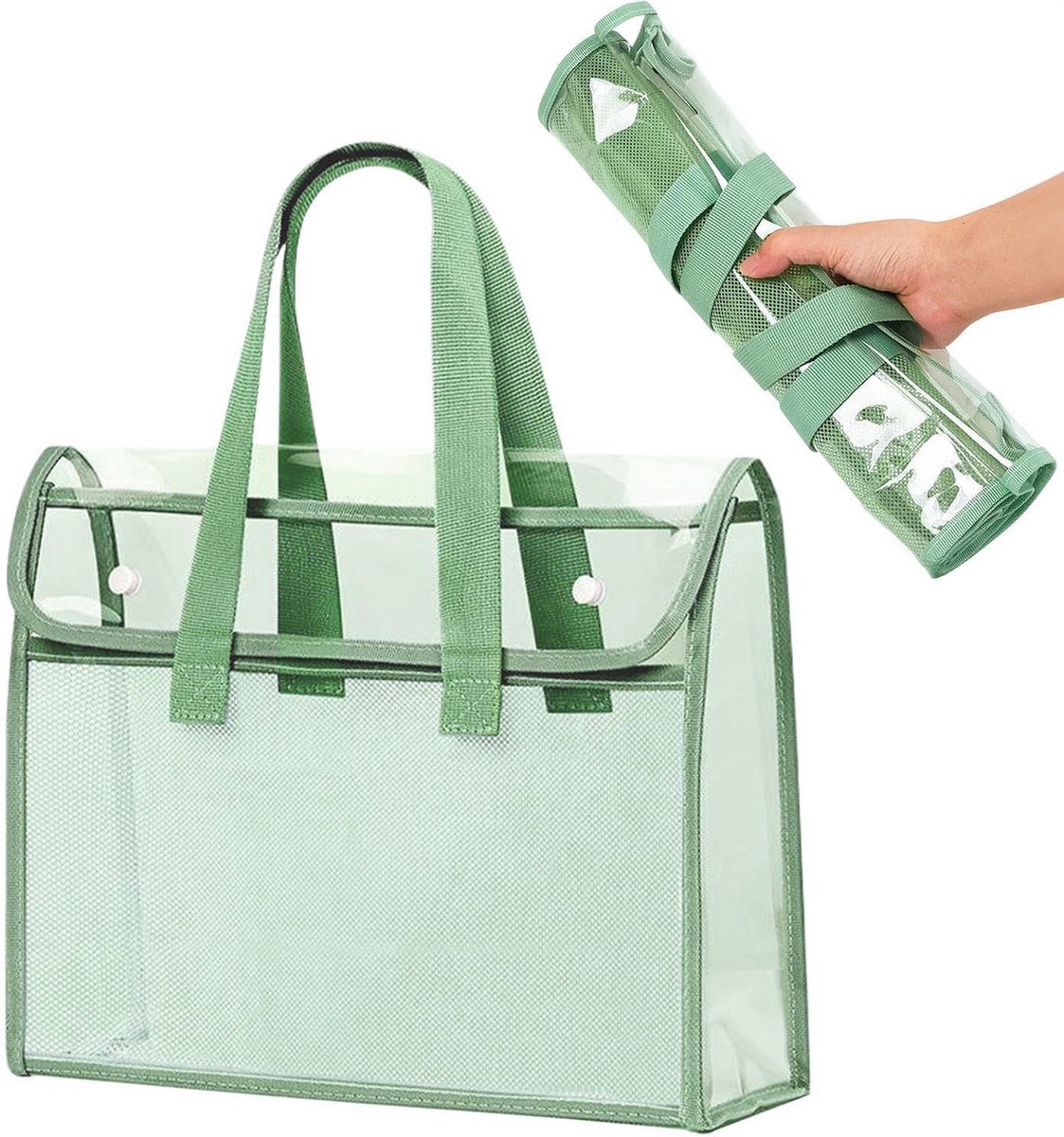 Boekenhouders met Handvat - Documenten Opbergzak - School Organiseren - Waterdicht PVC - 33x9x26cm - Groen