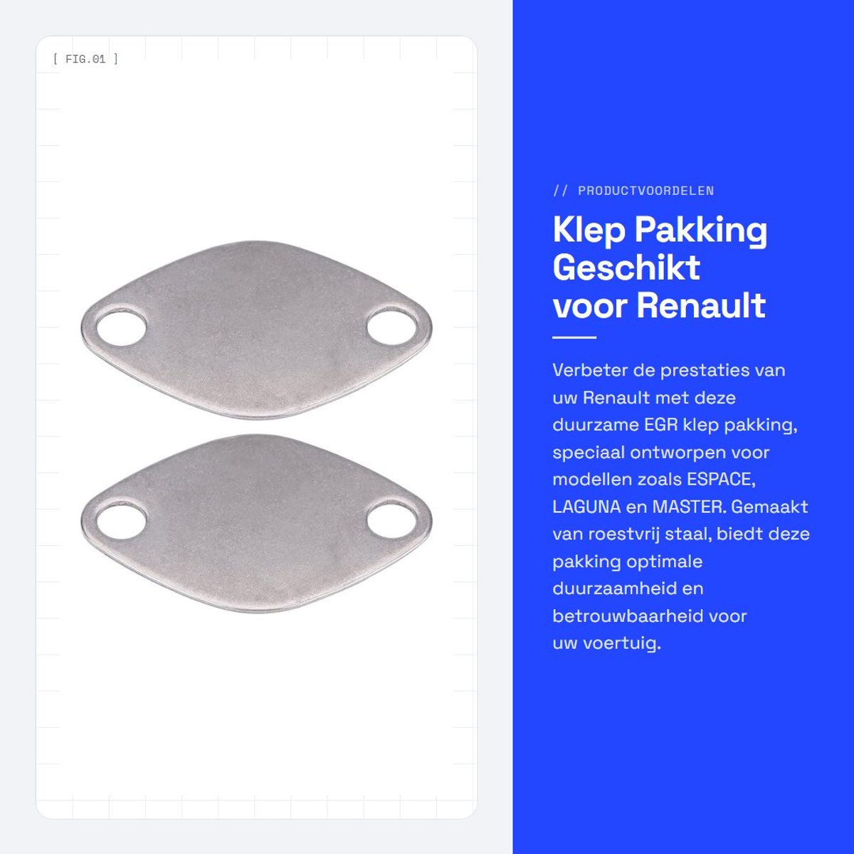 Dailygoods- EGR Klep Pakking - Vervanging voor Espace/Laguna - Roestvrij Staal - Geschikt voor 2.2/2.5 dCi - Gewicht 50g - Diverse Motoren - Uitlaatklep