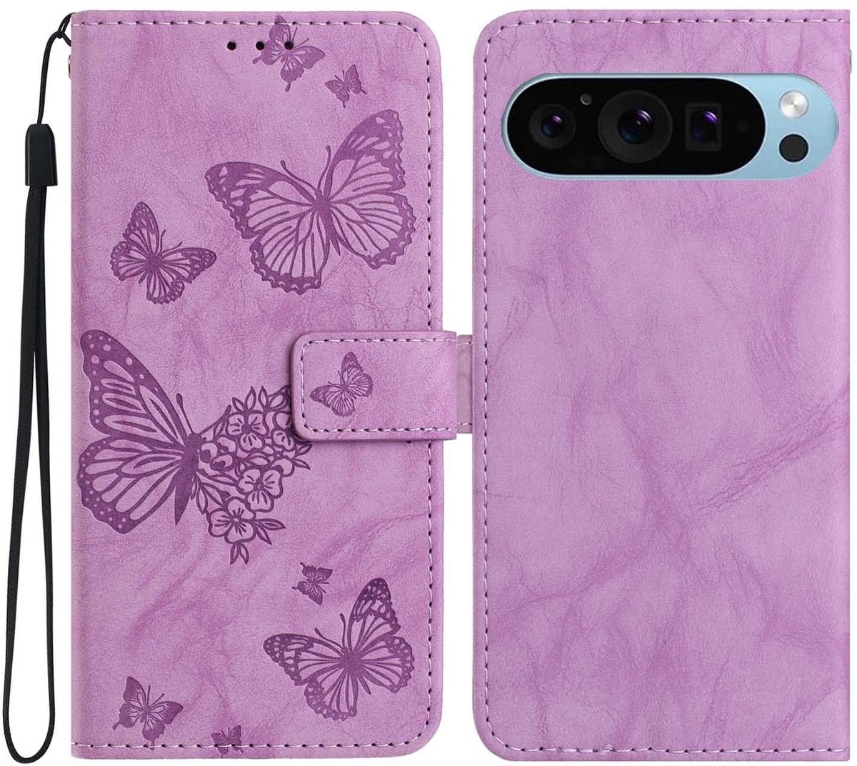 Dailygoods- Hoesje Google Pixel 10 Pro - Vlinderbloemenprint - Premium PU - RFID-blokkering - Elegante portemonnee - Kaartsleuven - Zacht en huidvriendelijk - Telefoonhoes