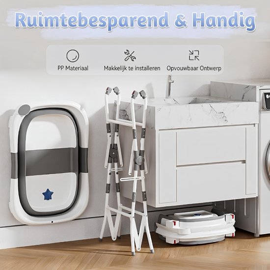 KAD® Baby Badje met Standaard - Babybad met Standaard - Baby Bad - Grijsachtig wit - 80cm x 65cm x95cm van kad — afbeelding 4