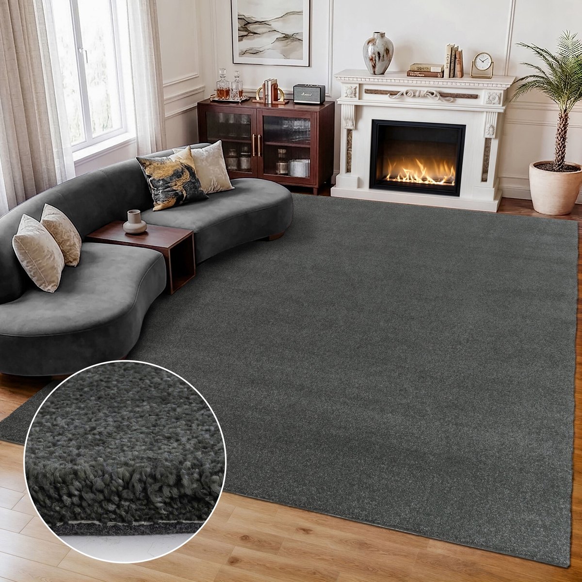 Comfy Premium - Luxe Effen Vloerkleed Wasbaar Uni Groen- 240x340 CM