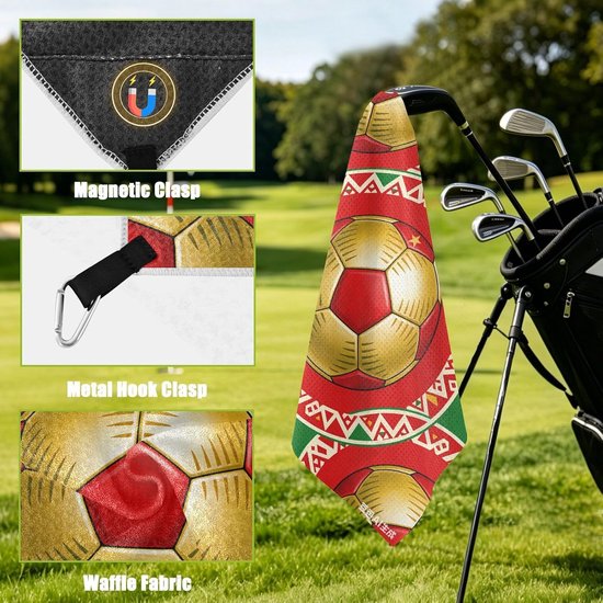 Golfhanddoek - Golfaccessoire Microvezel handdoek - Golfclubs Reinigen - Wafelweefpatroon - 18x18 inch - WK Voetbal — afbeelding 3