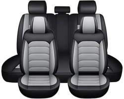 Autostoelhoezen - Stoelbeschermers Auto - Interieur Beschermen - Ademend PU Leer - Volledige Set - Grijs