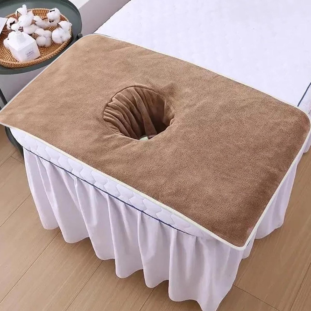 Massage Tafel Hoes - Spa Bed Handdoek - Hygiënisch Werken - Met Gezichtsgat - 80x40 cm - Wit