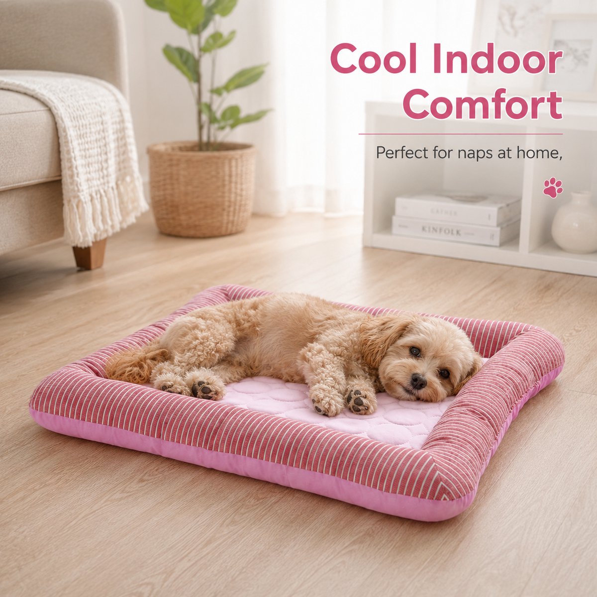 Zelfkoelende Koelmat Hond - M-55*45cm-Comfortabel Koelkussen en Ademende Ijszijde Hondenmand - Wasbare Koeldeken voor Honden en Katten - Roze – foto 5