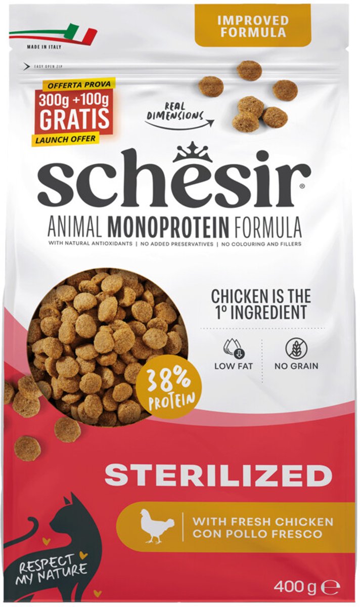 Schesir Schesir Monoproteïne Promo Kattenvoer Droog Sterilized Kip - 400 gr