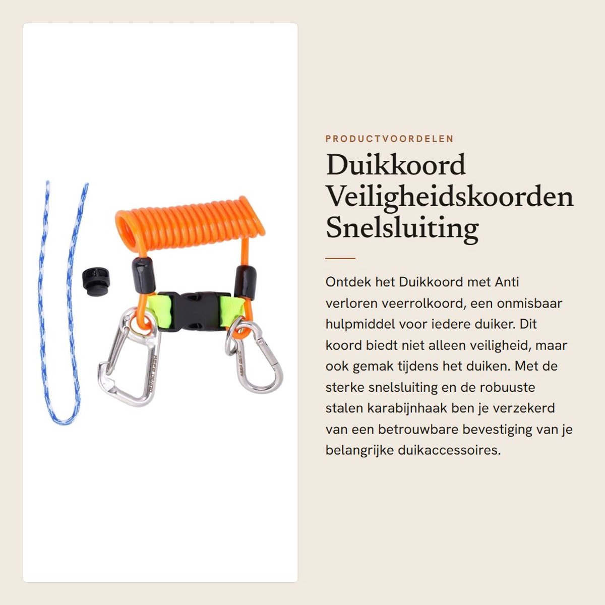 Dailygoods- Duikkoord Anti-verlies - Snelsluiting met Clip - Stalen Karabijnhaak - Veiligheidsnoodgereedschap - 1 Armband - Duurzaam Nylon - Veiligheidskoord