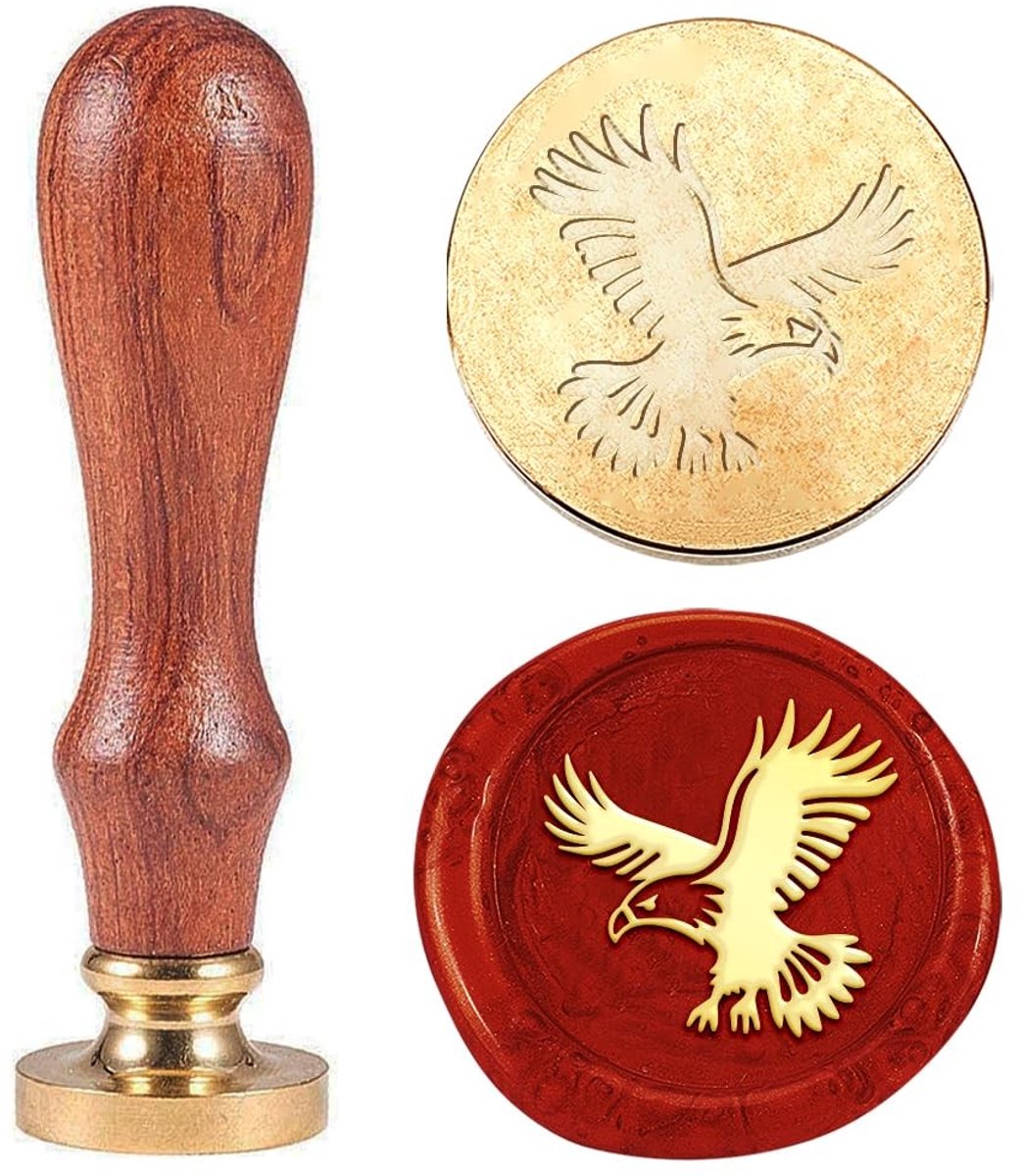 Dailygoods- Waszegelstempel Vintage - Messing Stempelkop 25 mm - Houten Handvat - Afdichting voor Enveloppen - Decoratie voor Bruiloften - Eenvoudig in Gebruik - Zegelstempel