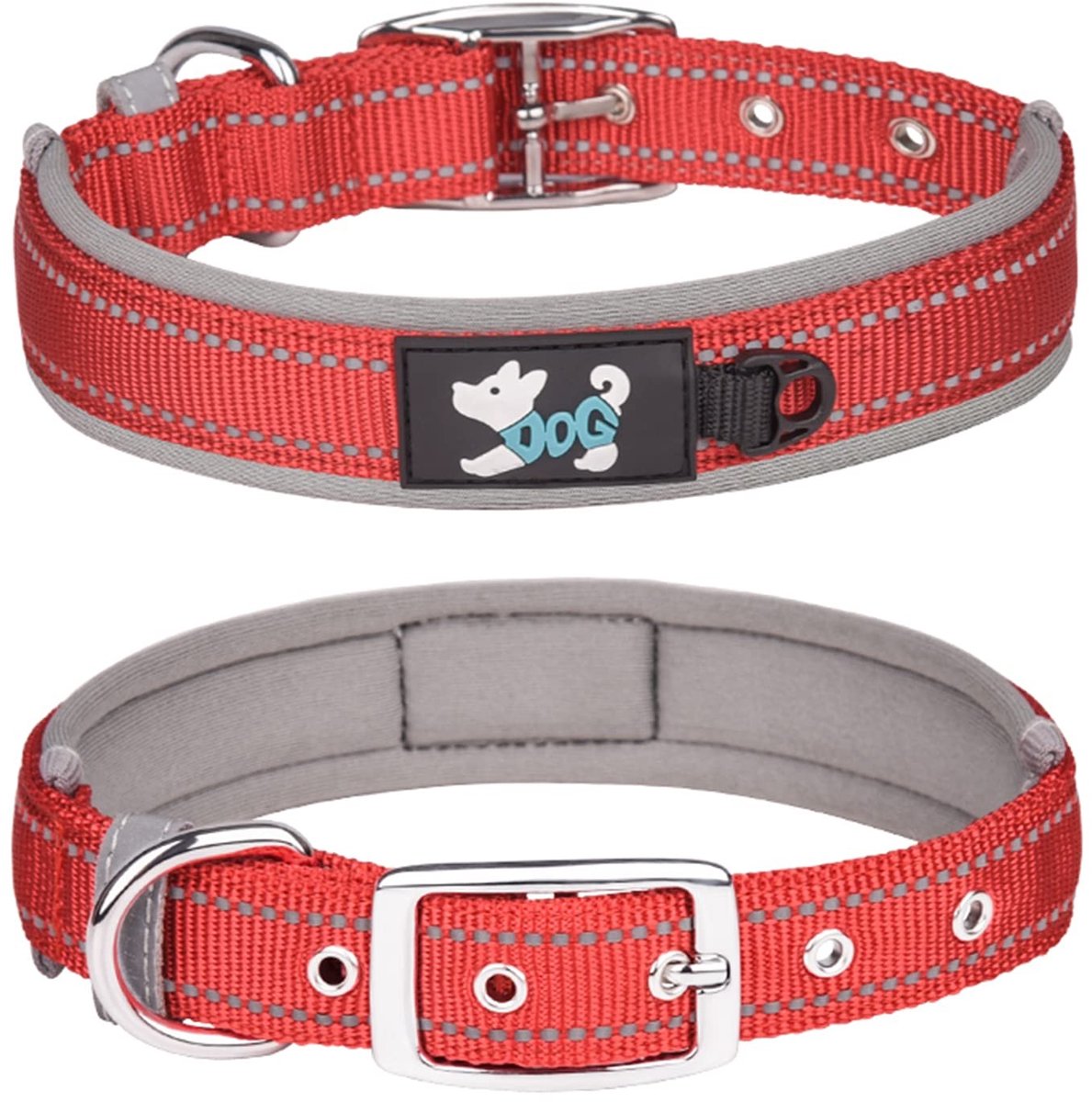 Dailygoods- Halsband Verstelbaar - Reflecterende Halsband - Zachte Neopreen - Nylon Halsband - Voor Grote Honden - Maat XL (58-68 cm) - Hondenhalsband