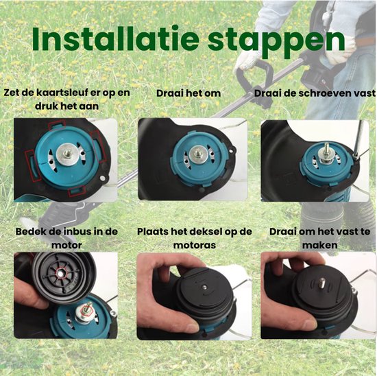 Bosmaaier - Grastrimmer - Bosmaaiers - Bosmaaier accu - MET 2 ACCU'S EN LADER - 3 Verschillende snijbladen - Gehele set - Grasmaaier - Draagbare Elektrisch Grasmaaiers - 15cm maaibreedte - Zwart, voor Tuin van Bosmaaier. — afbeelding 5
