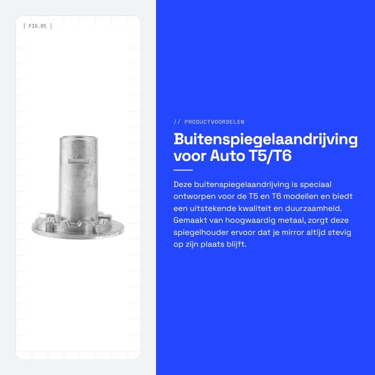 Dailygoods- Rückspiegel Hoogwaardige Kwaliteit - Buitenspiegelhouder - Links/Rechts - Eenvoudig te Installeren - Duurzaam - Geschikt voor T5/T6 - Buitenspiegel
