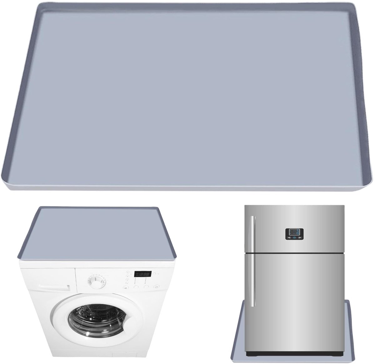 Dailygoods- Koelkastmat met verhoogde rand - 60 x 60 cm - Siliconen - Vloerbeschermingsmat - Lekbak - Geschikt voor koelkast/wasmachine - Vloerbeschermmat