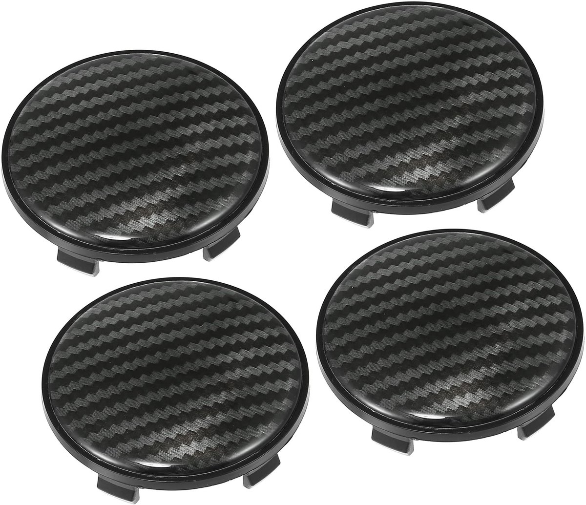 Dailygoods- Naafdop 68 mm zwart - Set van 4 - Hoogwaardig ABS-kunststof - Duurzaam - Roestpreventie - Koolstofvezel patroon - Wieldop