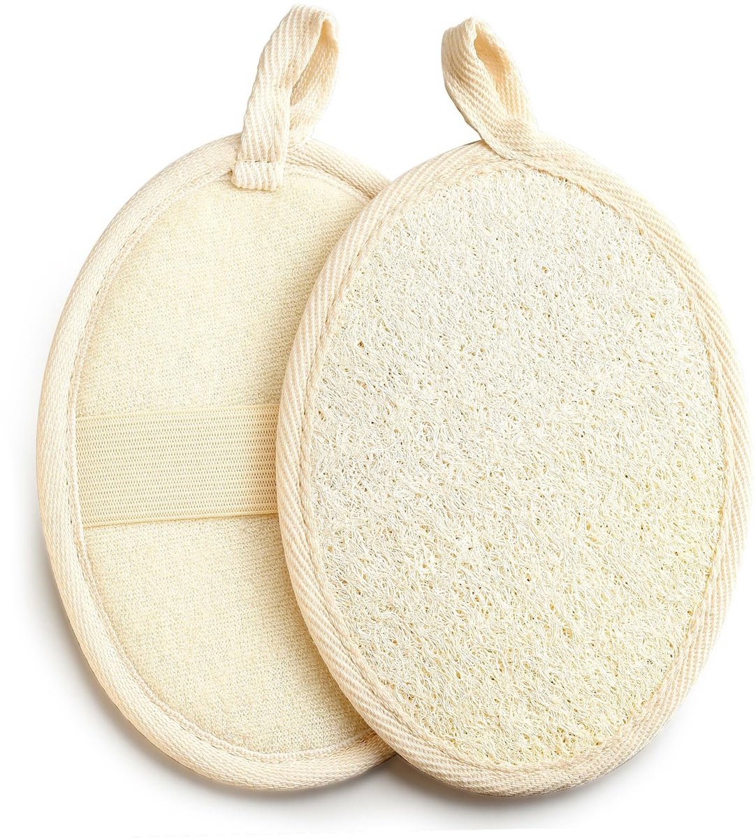 Dailygoods- Loofaspons 2 Stuks - Natuurlijke Exfoliërende Bodyscrubber - Biologisch Afbreekbaar - Milieuvriendelijk - Geschikt voor Douche/Bad - Gezonde Reiniging - Badschrobber