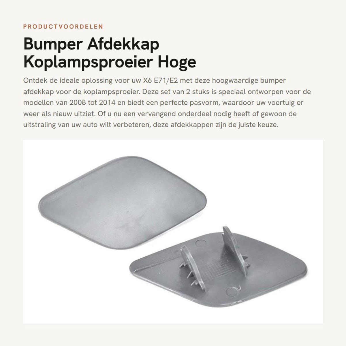 Dailygoods- Bumperkoplampsproeier Afdekkap - 2 Stuks - Links/Rechts - Compatibel met X6 E71/E2 - 2008-2014 - OE 51657052427