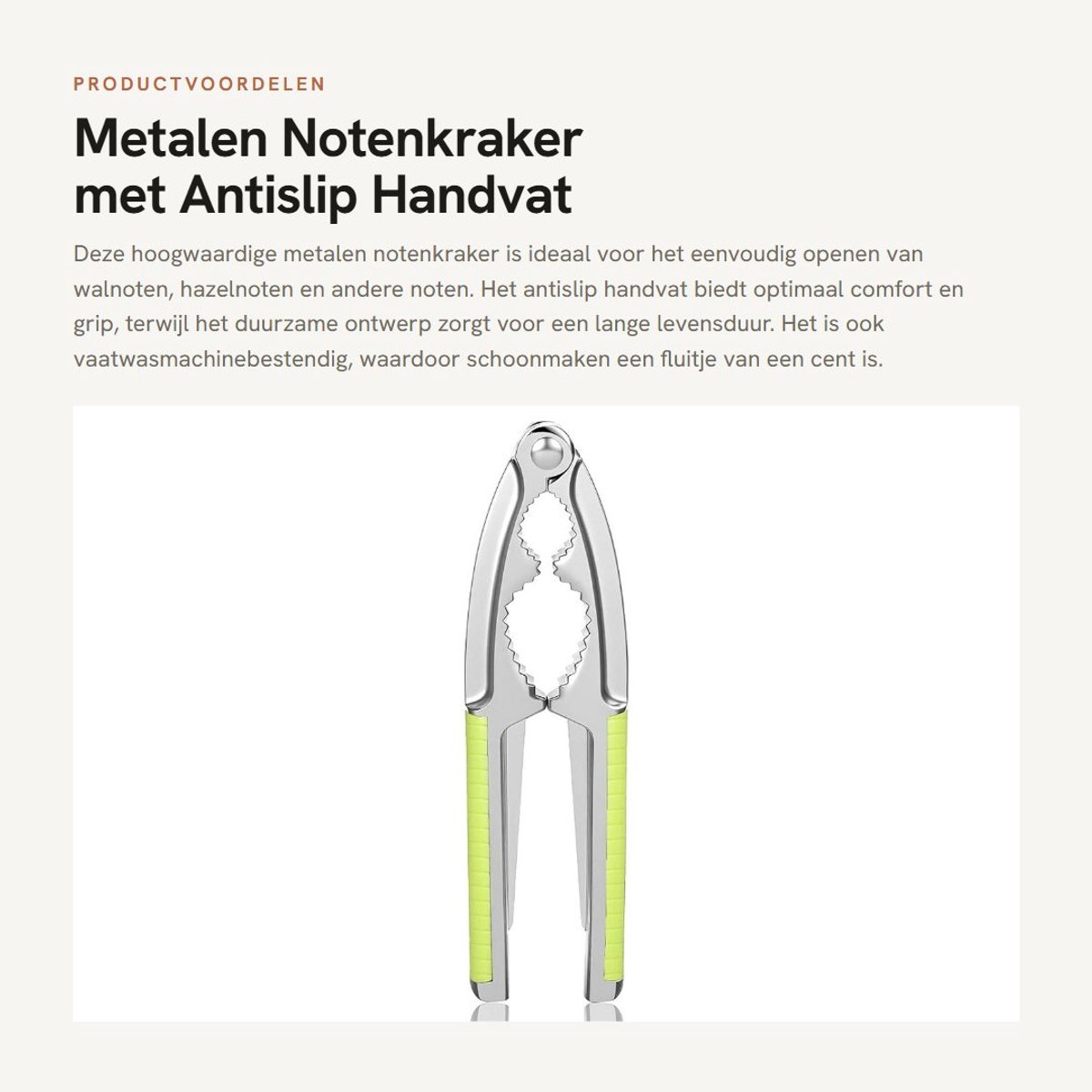 Dailygoods - Metalen Notenkraker met Antislip Handvat voor Walnoten en Hazelnoten