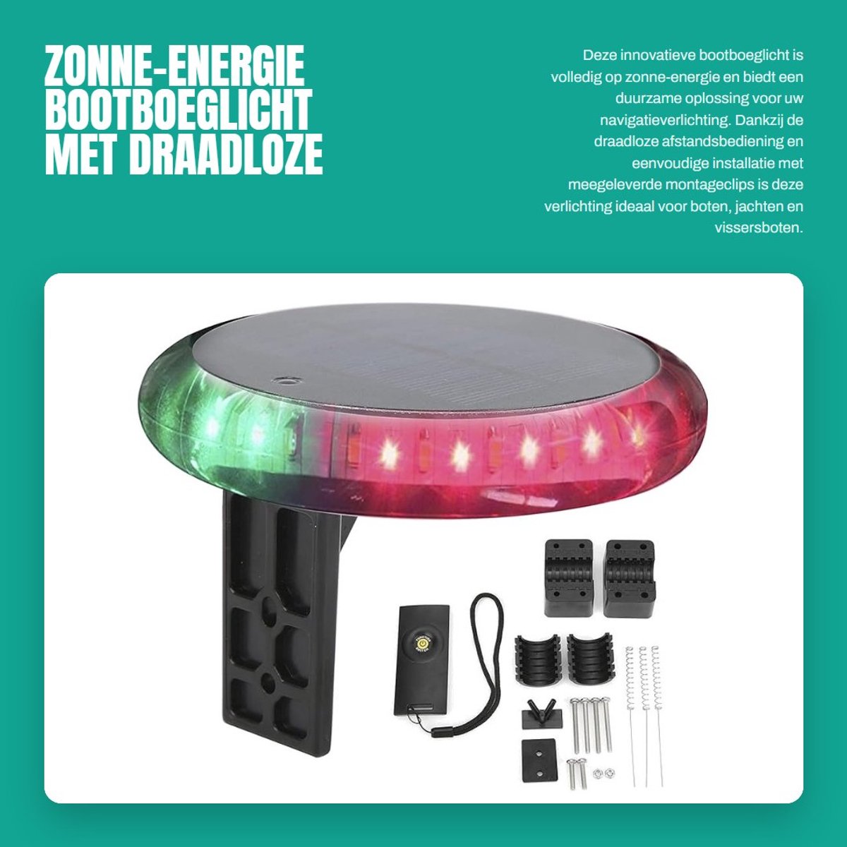 Dailygoods - Zonne-energie Bootboeglicht met Draadloze Afstandsbediening