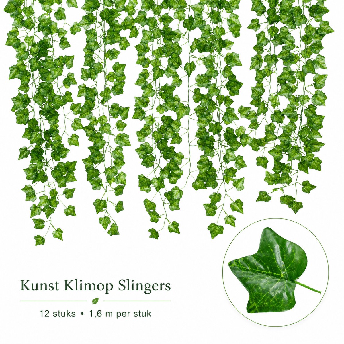 Gloovon® Kunstklimop Slingers - Natuurlijk Groen & Flexibel - Geschikt voor Bruiloft, Feest en Interieur - 12 Stuks - 1,6m per Stuk - 19m