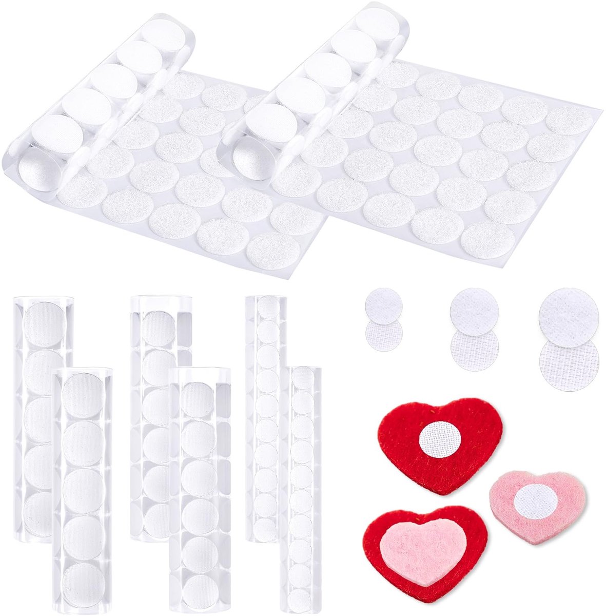 Dailygoods- Klittenbandpunten zelfklevend - 400 stuks - 10/15/20 mm - Dubbelzijdige sluiting - Sterk - Nylon/Polyester - Klittenband