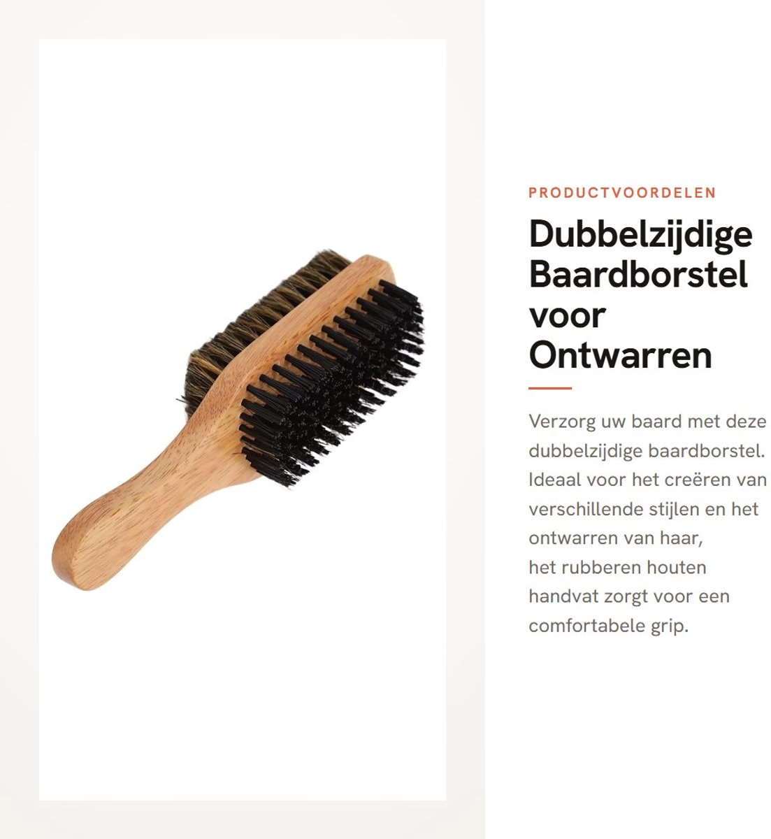 Dailygoods- Baardborstel Dubbelzijdig - Rubberen Houten Handvat - Medium/Grof Haar - Ontwarren/Stijlen - Baardschaafsel Verwijdering - Eenvoudige Bediening - Baardkam
