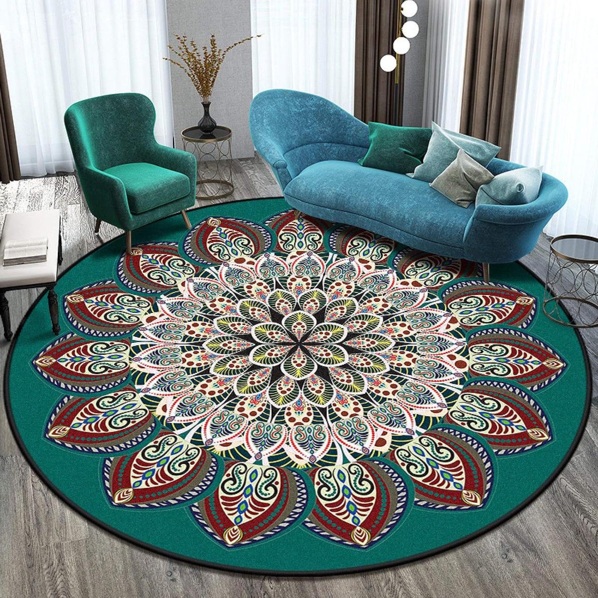 Rond Vloerkleed - Zacht Kleed - Interieur Decoratie - Wasbaar Kortpolig - Ø 190 cm - Groen