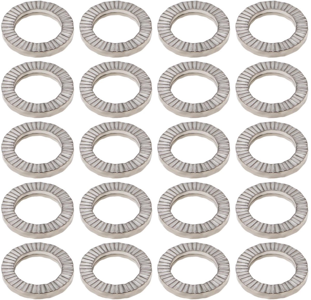 Dailygoods- Sluitringen 20 stuks - Dubbellaagse M8 - Buitendiameter 13,5 mm - Dikte 2 mm - Mangaanstaal - Verbeterde stabiliteit - Borgringen