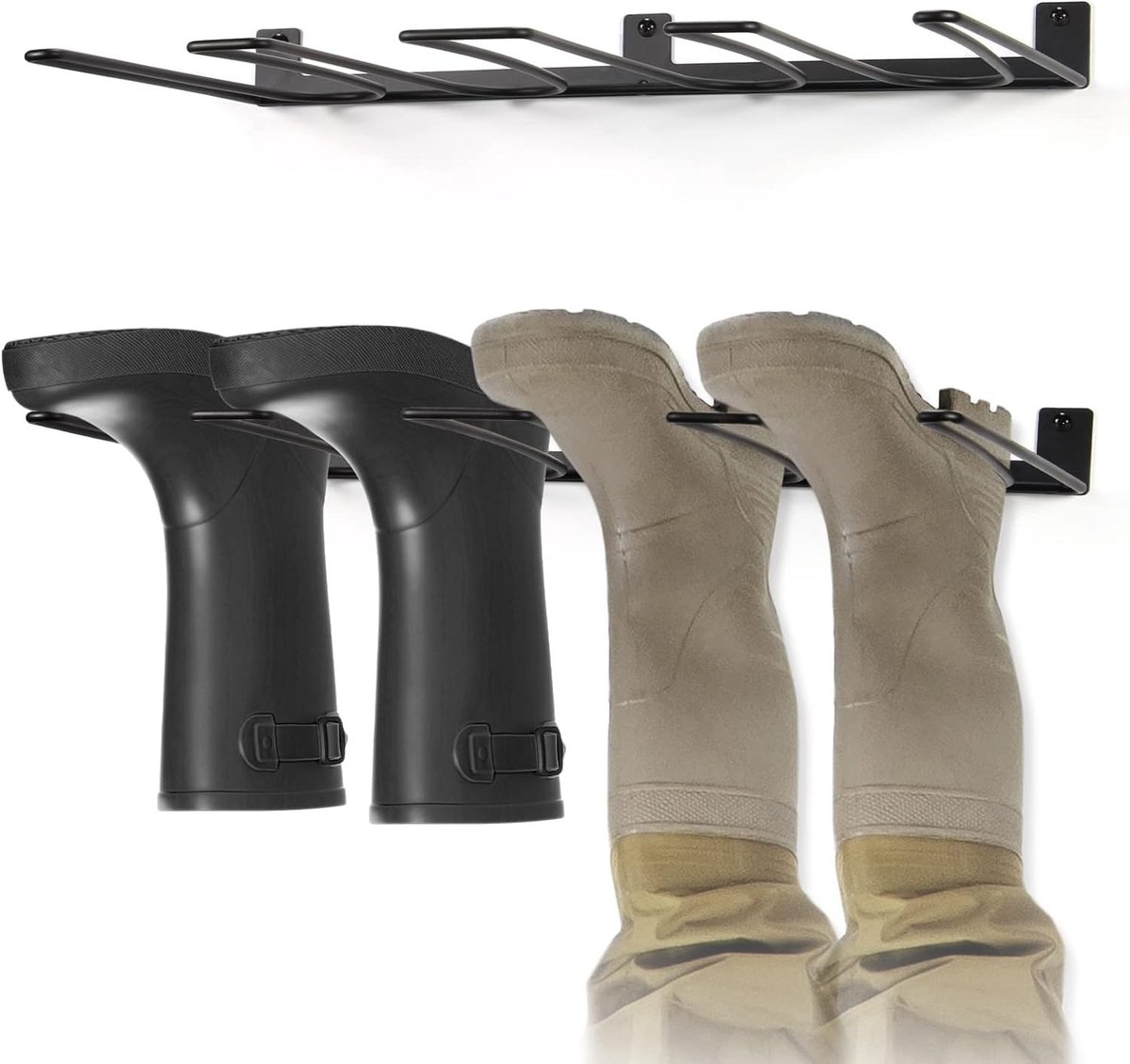 Dailygoods- Laarzenhouder Roestvrij Staal - Schoenenrek - Bootrek - Houders voor Laarzen - Organizer voor Deur - Geschikt voor Zware Laarzen