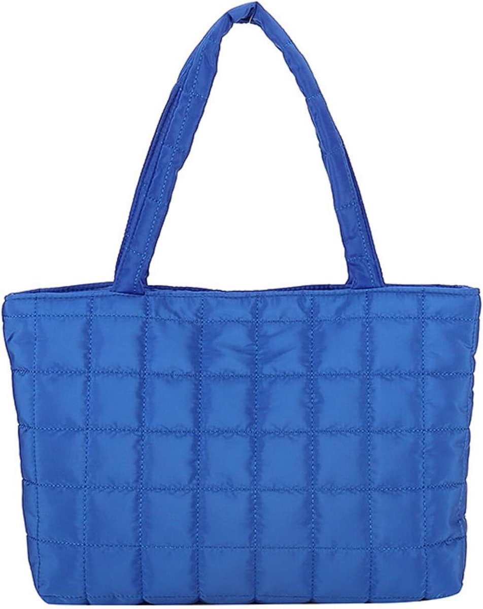 Gepofte Tote Tas - Schoudertas Dames - Dagelijks Gebruik - Gedimd Diamant Patroon - Grote Capaciteit - Zwart