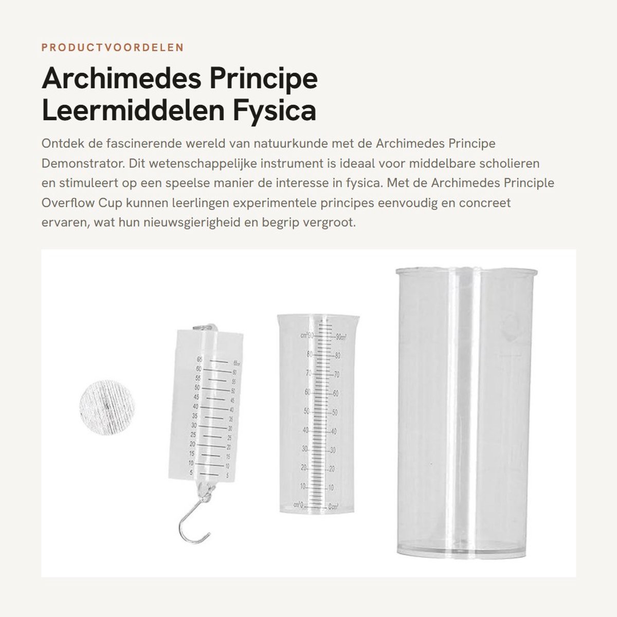 Dailygoods- Demonstrator Archimedes Principe - Wetenschappelijk Instrument - Leermiddelen Fysica - Onderwijs Middelbare School - Experimentele Cup - Stimuleert Interesse Natuurkunde - Onderwijsinstrument
