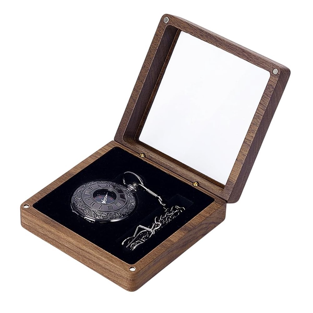 Dailygoods- Horloge Doos Hout - Horloge Display Box - Organizer - Pocket Horloge - Binnendiameter 66x48mm - Cadeau voor Mannen - Horlogehouder