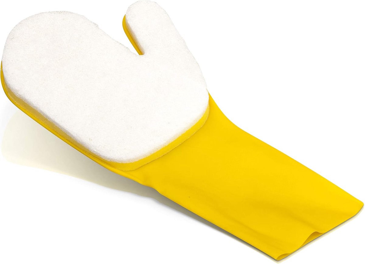 Schoonmaakhandschoen met spons voor het reinigen van de waterlijn van het zwembad.