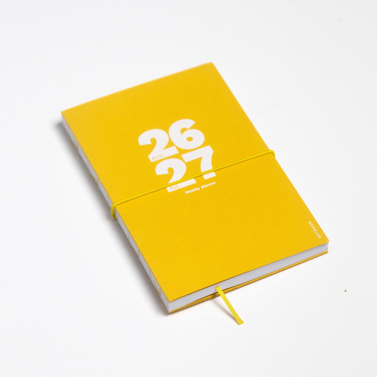 SnelShoppen - OCTÀGON Design Weekplanner 2026-2027, A5 Formaat, 12 Maanden, Indiaas Geel, Efficiënte Planning, Mooi Ontwerp voor Thuis of Op Kantoor