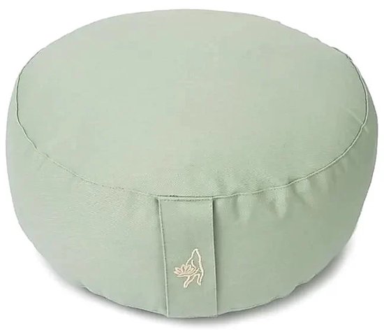 Meditatiekussen rond zachtgroen biokatoen (OCS) - 33 cm x 17 cm — afbeelding 3