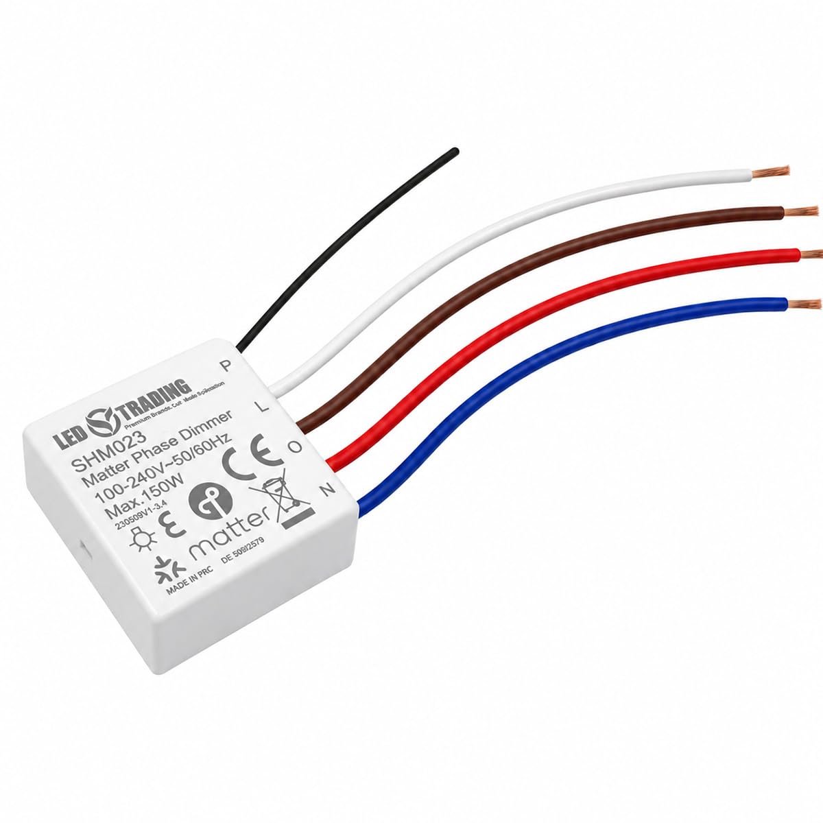 SnelShoppen - Matter over Thread Micro Smart Dimmer 150 W Inbouw Fasedoorsnede Dimmer 1 Kanaals 100-240 V AC met Energiedetectie voor Dimbare Ledlampe