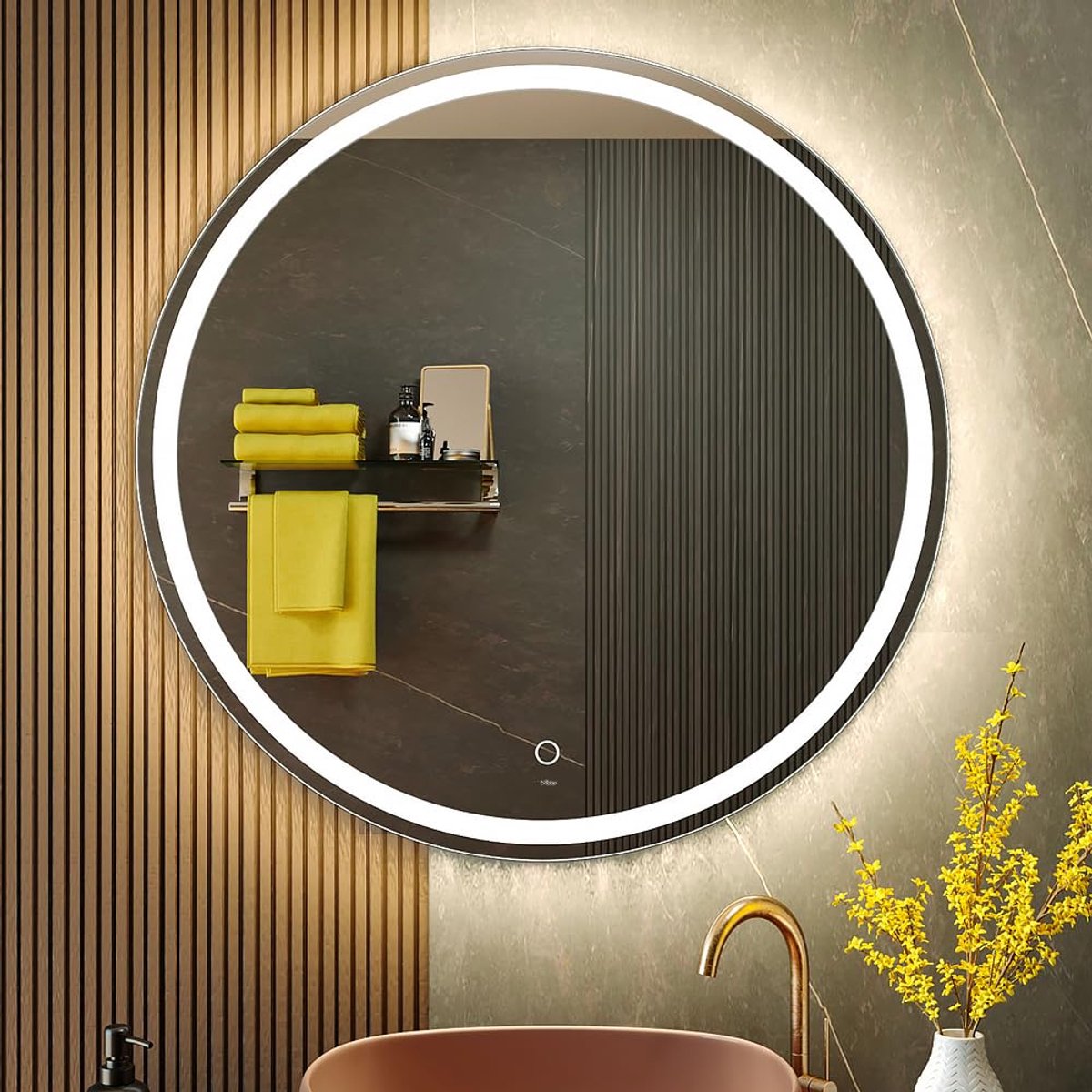 SnelShoppen - 80 cm LED Make-upspiegel voor de Badkamer met Instelbare Kleurtemperatuur, Anti-condens Licht, Eenvoudig te Installeren Wandspiegel met