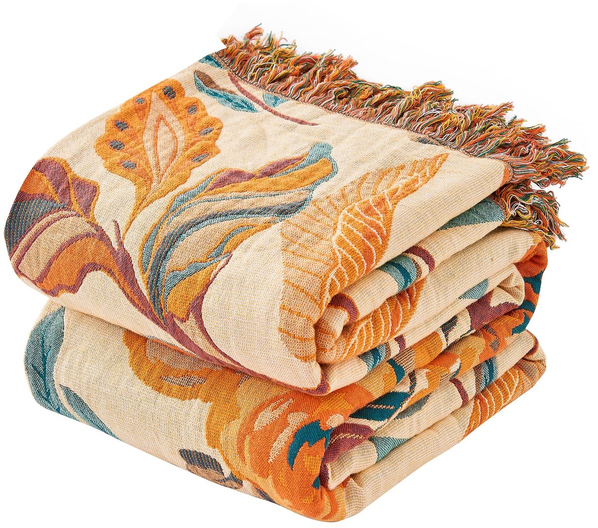 SnelShoppen - Boho plaid voor bed - 100% katoen ultra zachte luxe plaid rustieke herfst quilt, vogel bedrukt boerderij decor bed dekens, plaid voor wo