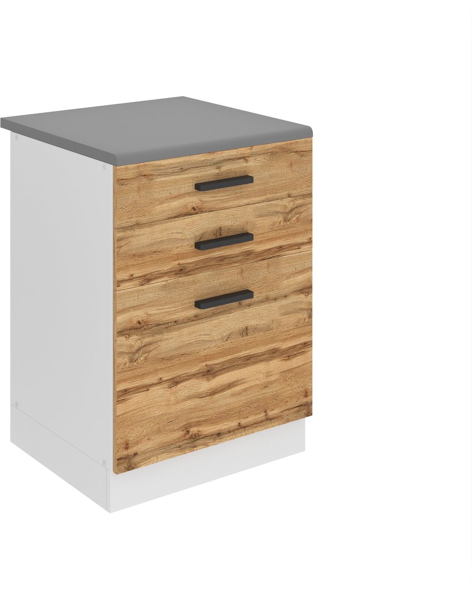 BELINI Keukenonderkast SDSZ 60 cm met Laden met Werkblad - Wotan Eiken