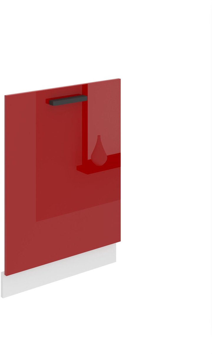 BELINI Voorpaneel Vaatwasser PZ 60 cm met Handgreep en Plint - Rood Hoogglans