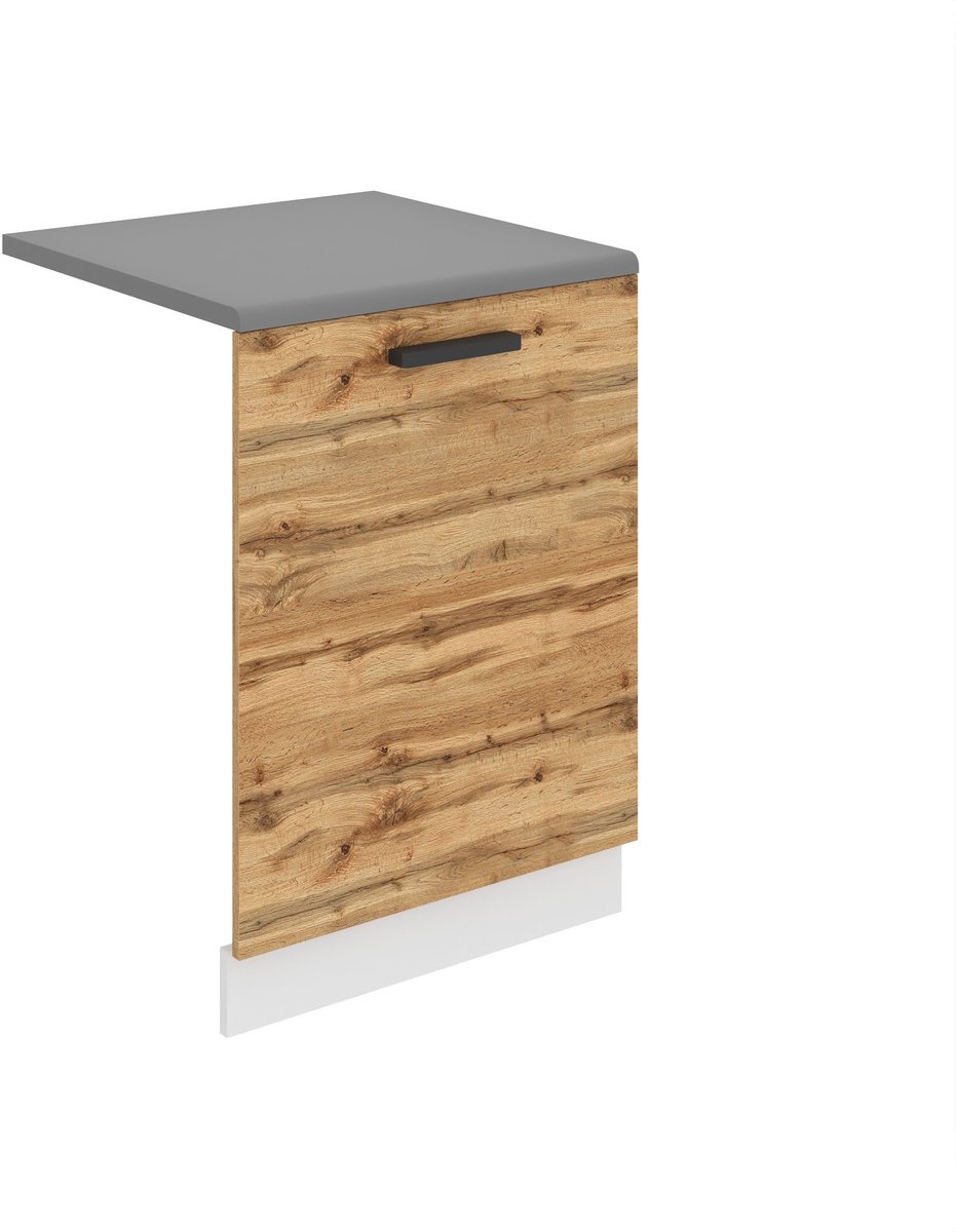 BELINI Voorpaneel Vaatwasser PZ 60 cm met Handgreep en Plint met Werkblad - Wotan Eiken